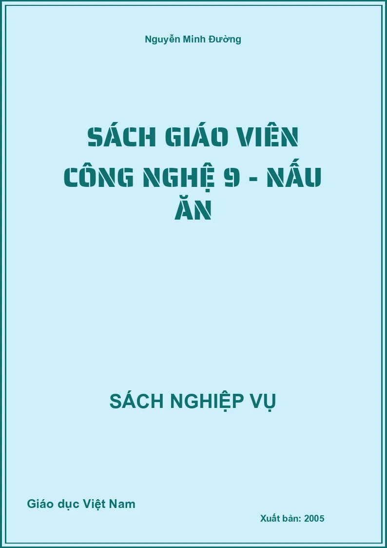 Sách Giáo Viên Công nghệ 9 - Nấu ăn
