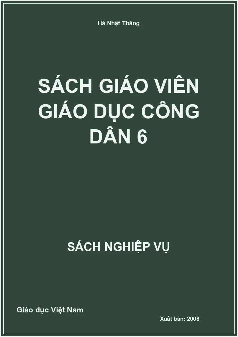 Sách Giáo Viên Giáo dục công dân 6