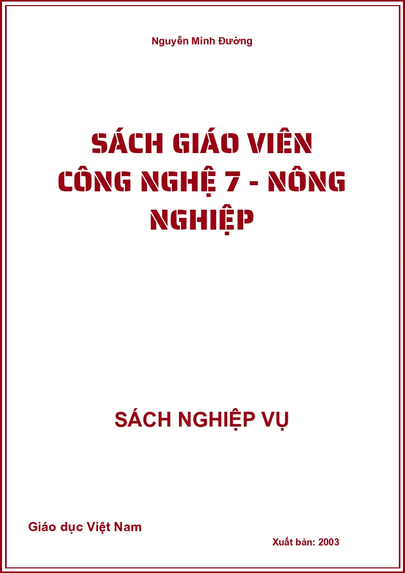 Sách Giáo Viên Công nghệ 7 - Nông nghiệp