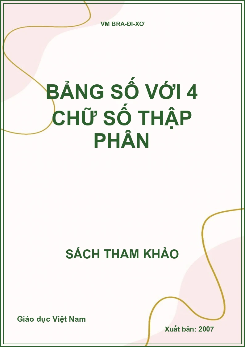 Bảng số với 4 chữ số thập phân