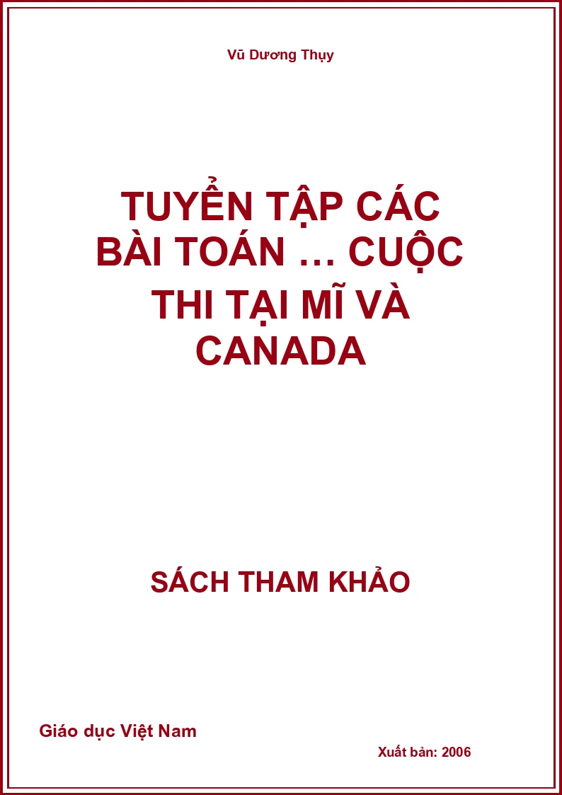 Tuyển tập các bài toán … cuộc thi tại Mĩ và Canada
