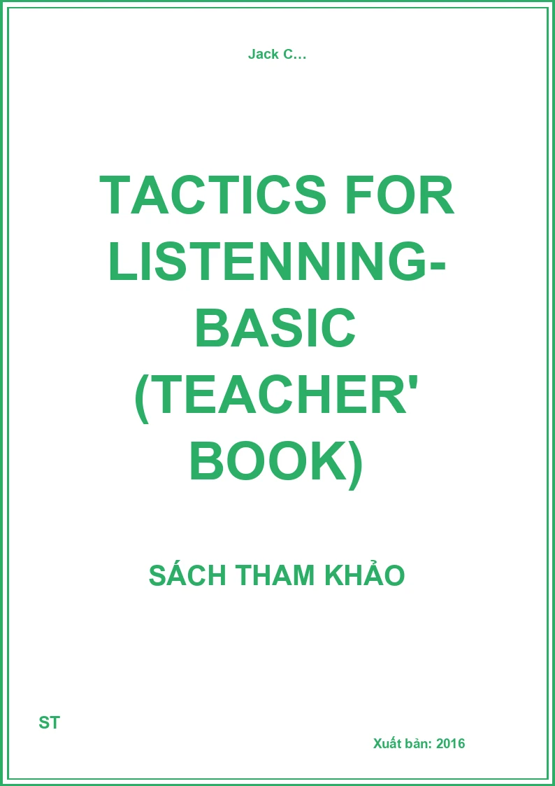 Tactics for listenning- Basic (Teacher' book)