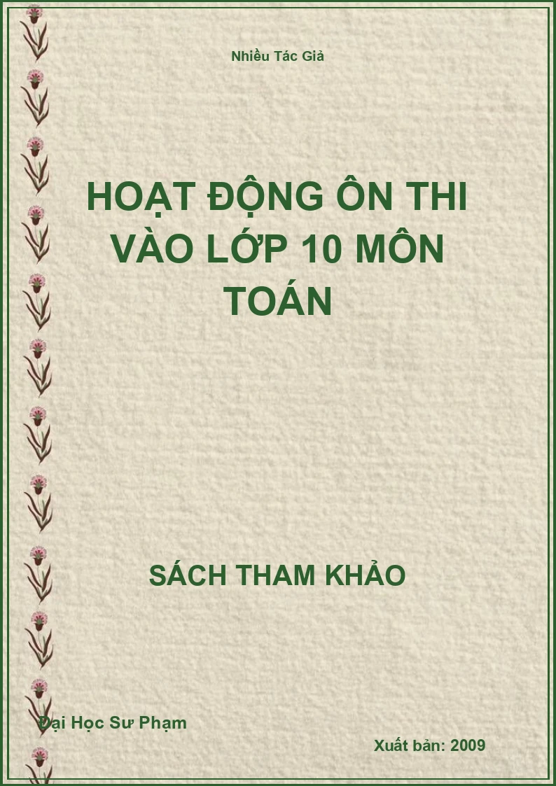 Hoạt Động Ôn Thi Vào Lớp 10 Môn Toán
