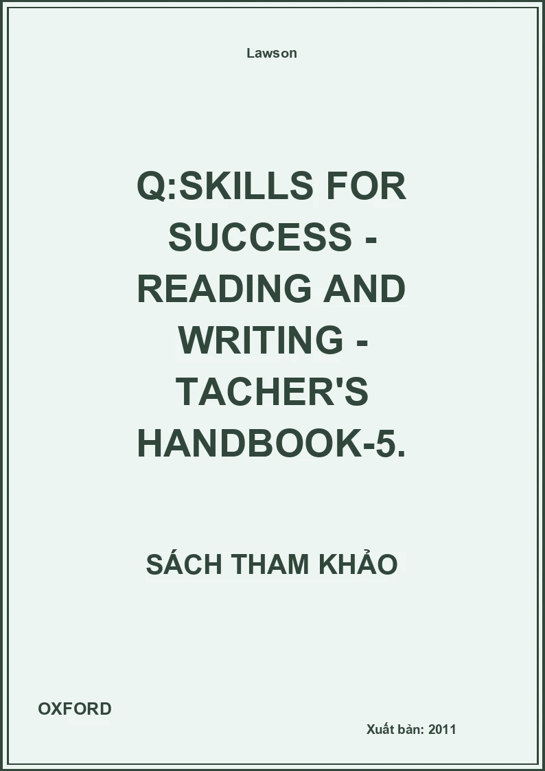 Q:Skills For Success - Reading And Writing - Tacher'S Handbook-5.