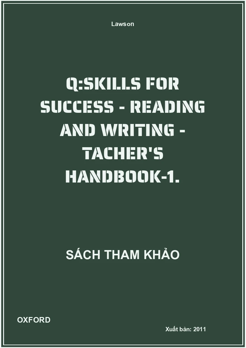 Q:Skills For Success - Reading And Writing - Tacher'S Handbook-1.
