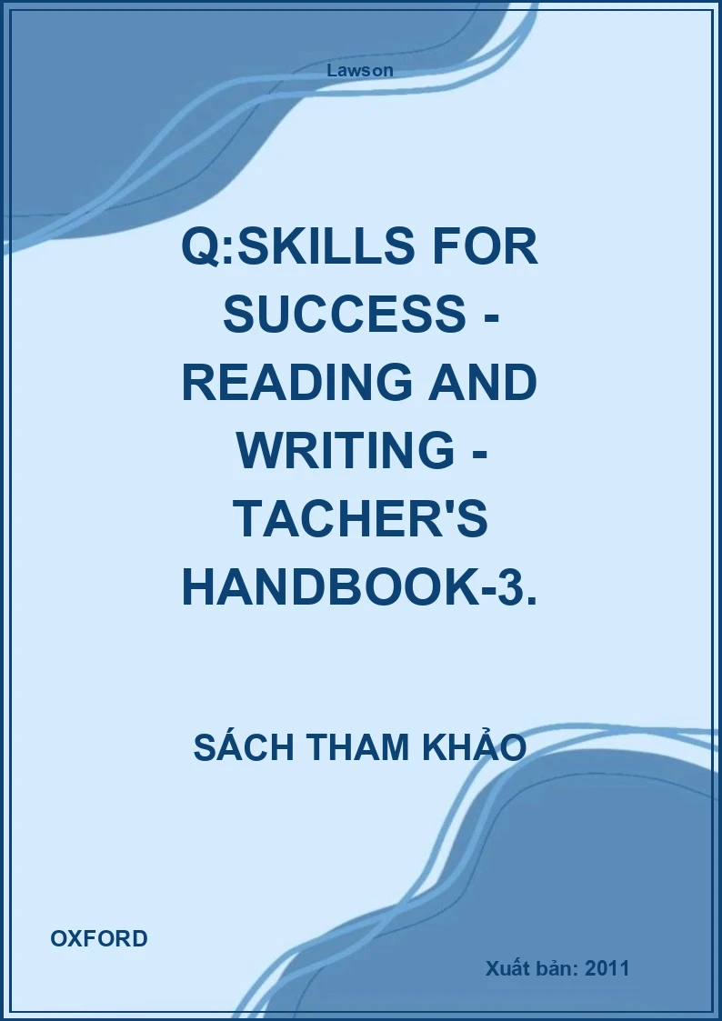 Q:Skills For Success - Reading And Writing - Tacher'S Handbook-3.