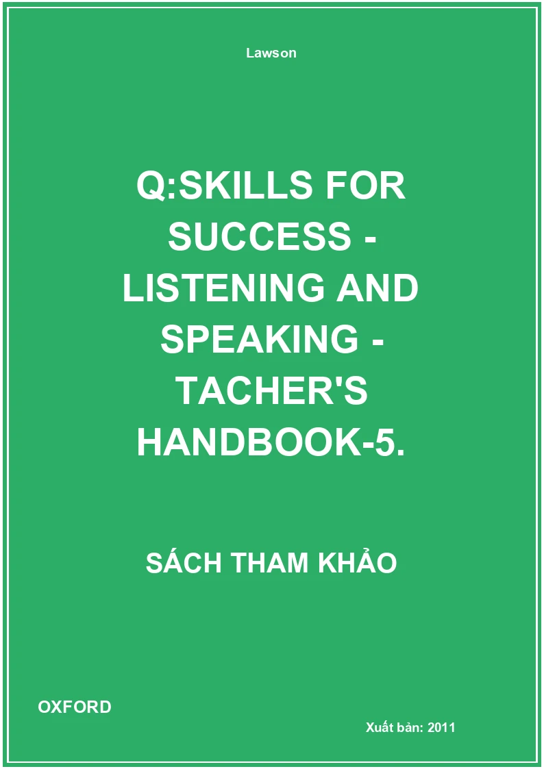 Q:Skills For Success - Listening And Speaking - Tacher'S Handbook-5.