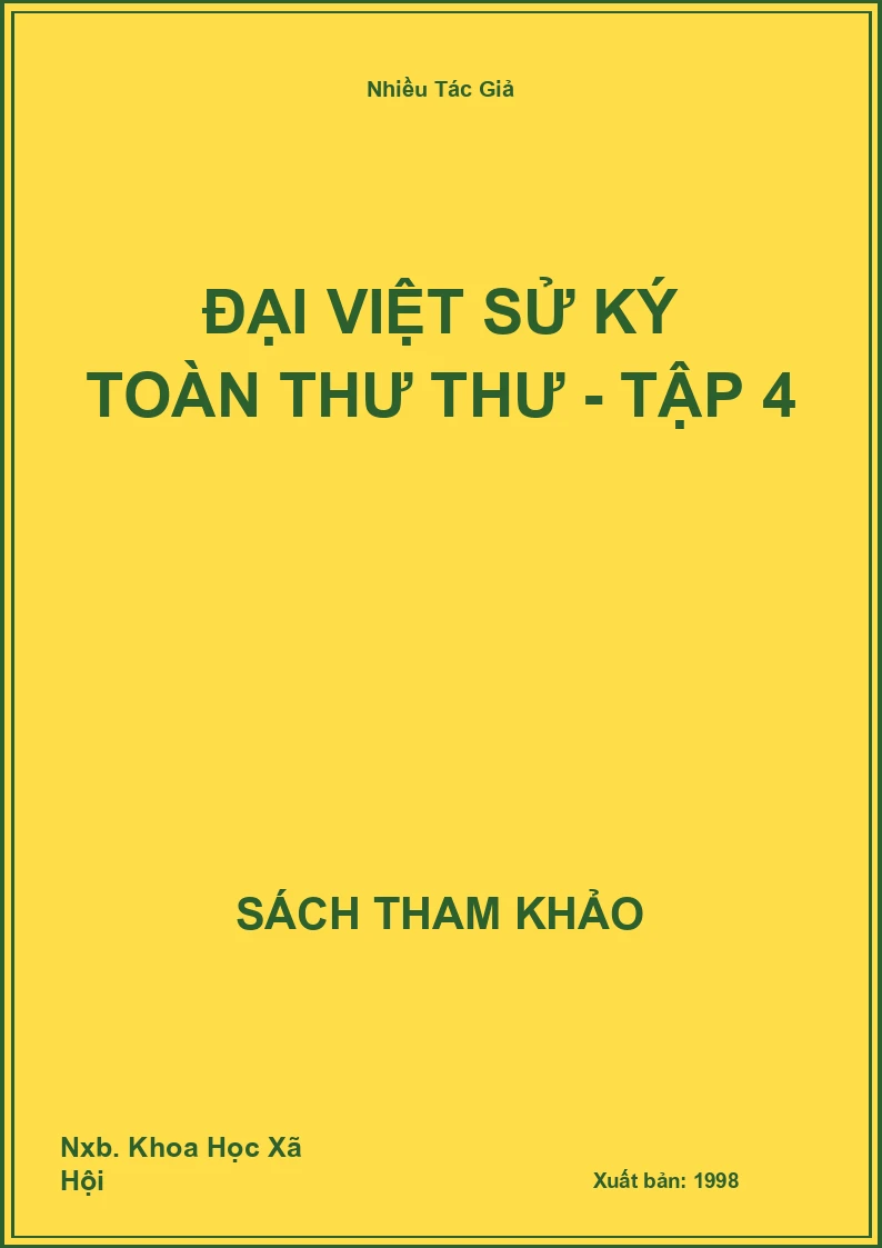 Đại Việt Sử Ký Toàn Thư Thư - Tập 4