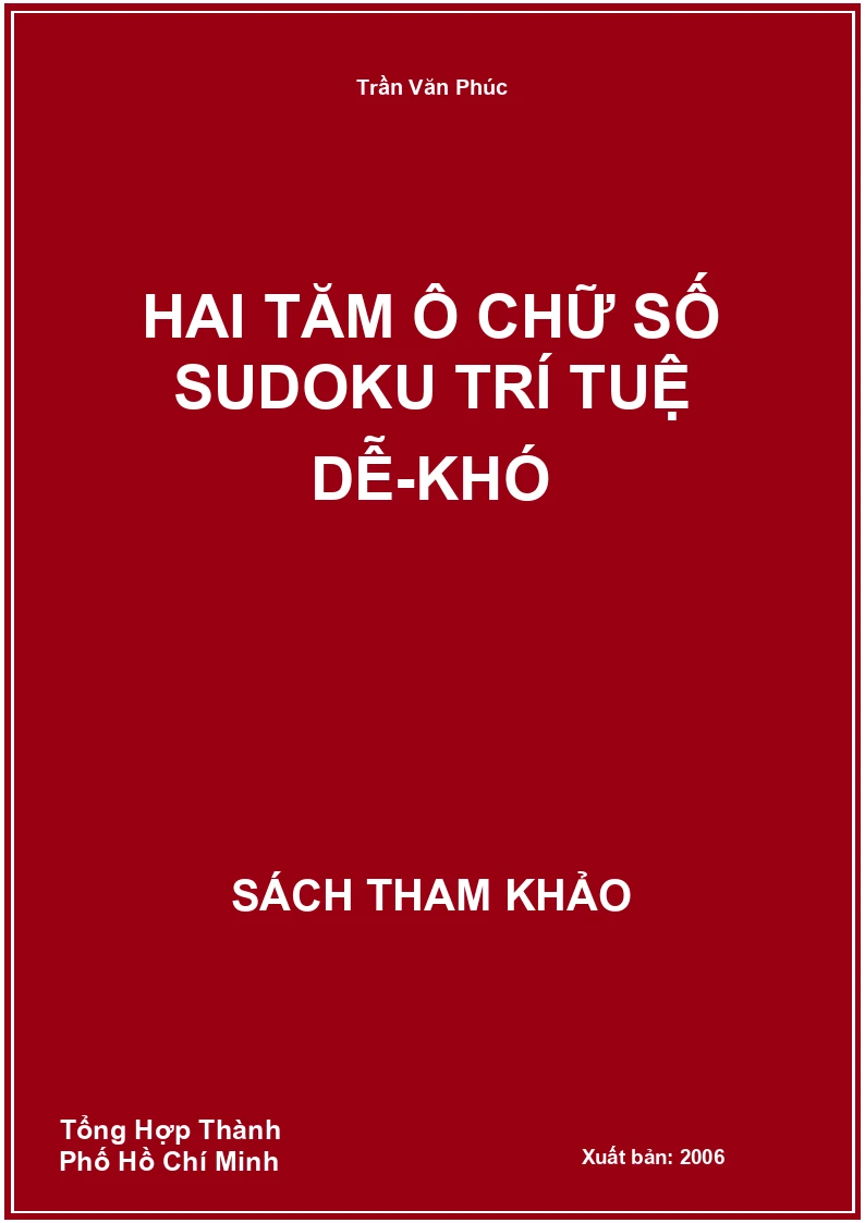 Hai Tăm Ô Chữ Số Sudoku Trí Tuệ Dễ-Khó