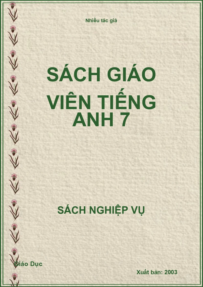 Sách giáo viên Tiếng Anh 7