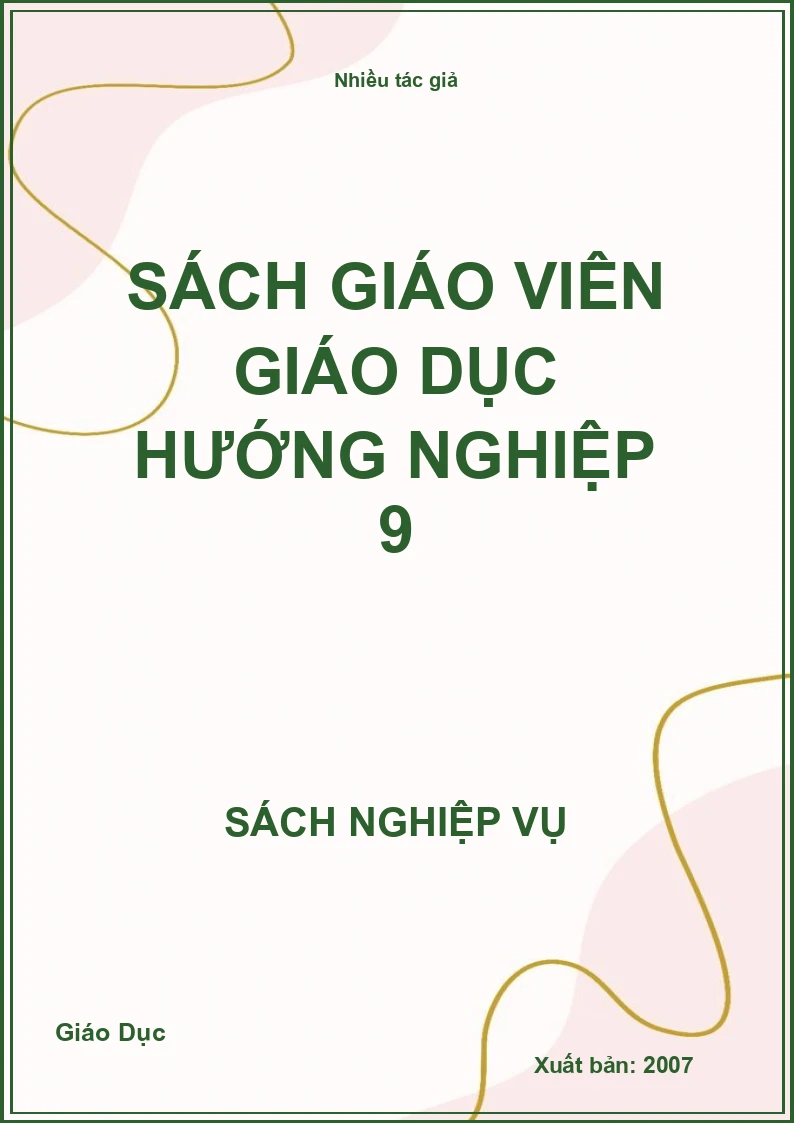 Sách giáo viên Giáo dục hướng nghiệp 9