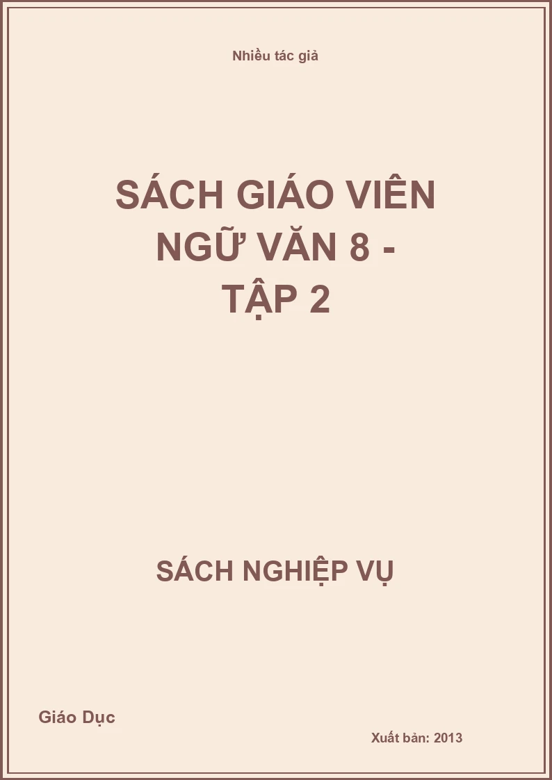 Sách giáo viên Ngữ Văn 8 - Tập 2