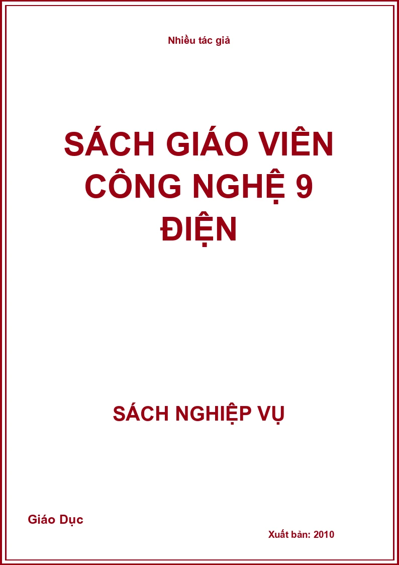 Sách giáo viên Công nghệ 9 Điện