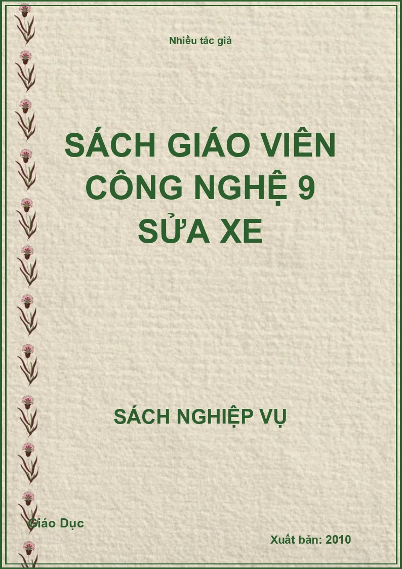 Sách giáo viên Công nghệ 9 Sửa xe