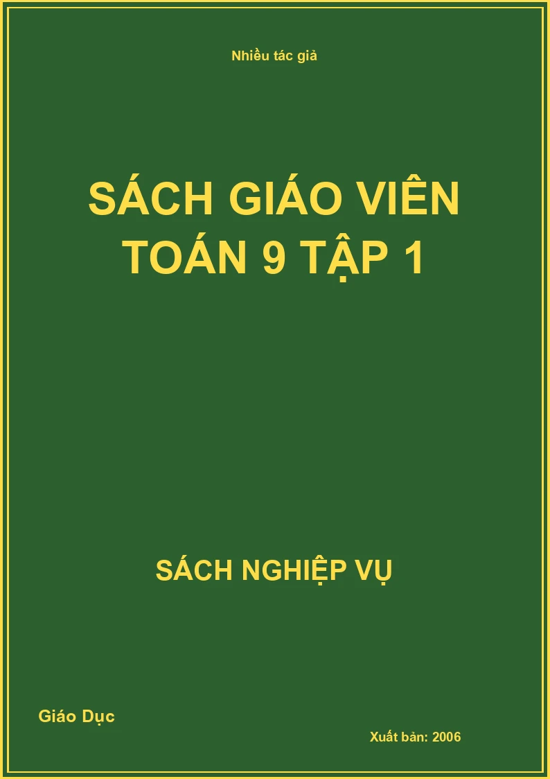 Sách giáo viên Toán 9 Tập 1