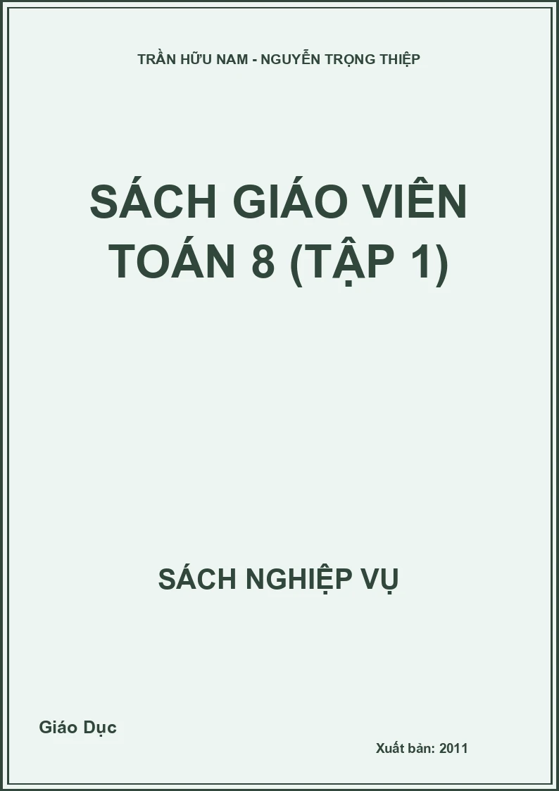 Sách giáo viên Toán 8 (Tập 1)