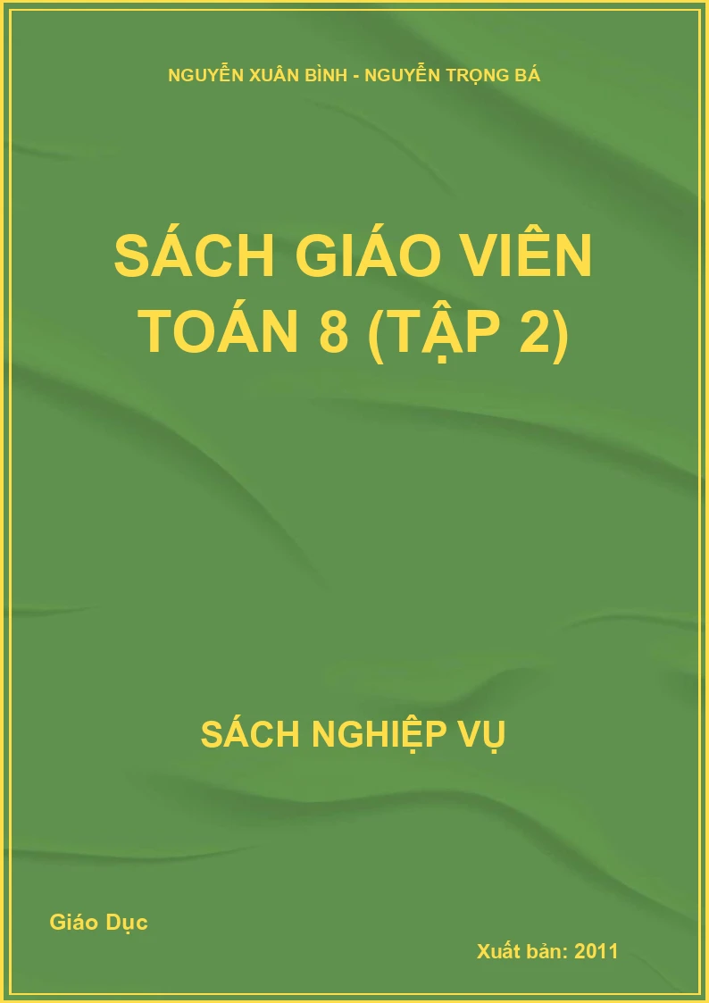 Sách giáo viên Toán 8 (Tập 2)