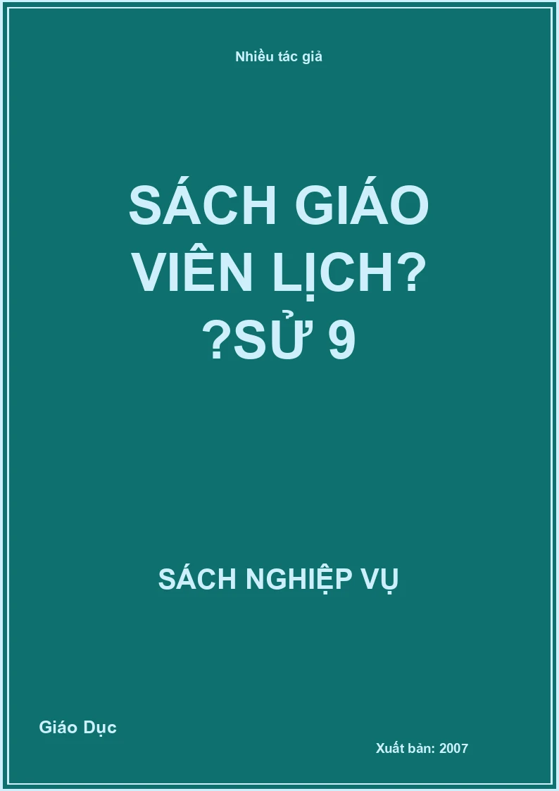 Sách giáo viên Lịch sử 9