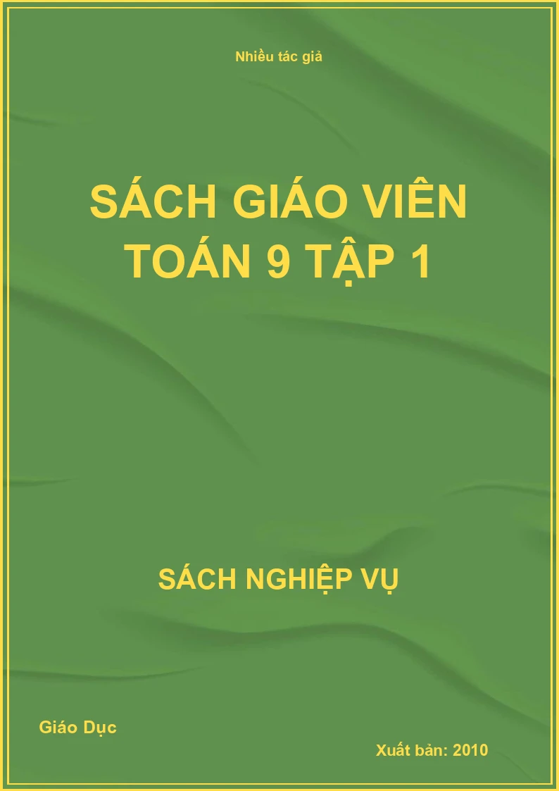 Sách giáo viên Toán 9 Tập 1