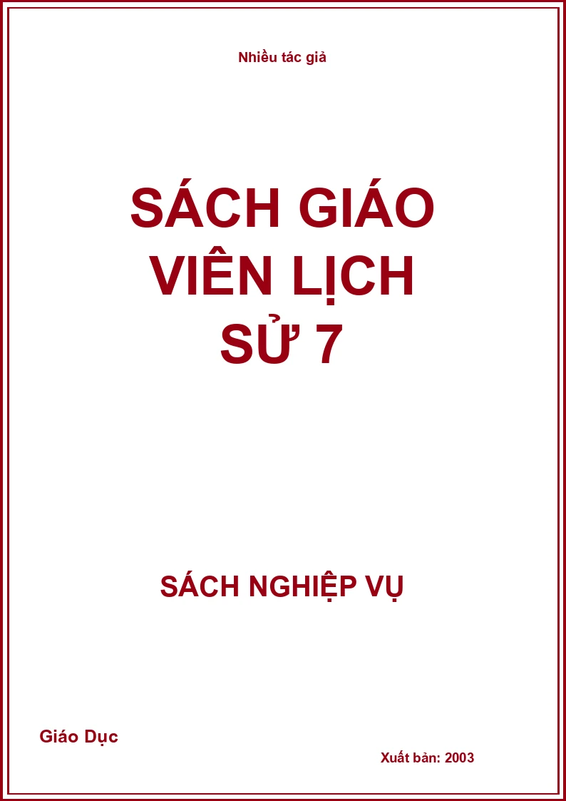 Sách giáo viên Lịch sử 7