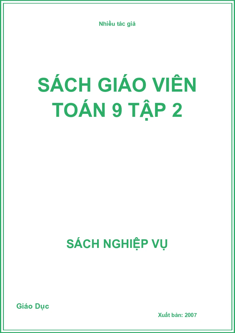 Sách giáo viên Toán 9 Tập 2