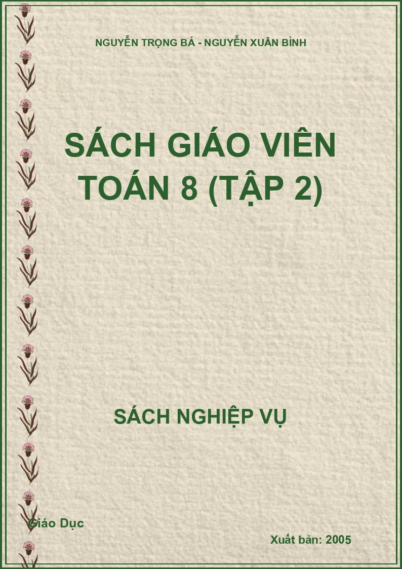 Sách giáo viên Toán 8 (Tập 2)