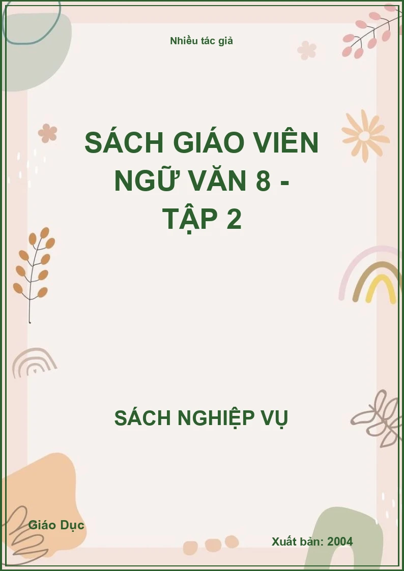 Sách giáo viên Ngữ Văn 8 - Tập 2