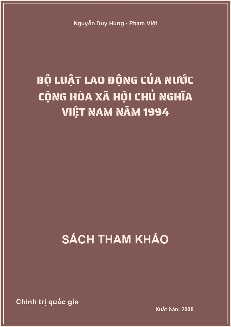 Bộ luật lao động của nước Cộng hòa Xã hội Chủ nghĩa Việt Nam năm 1994