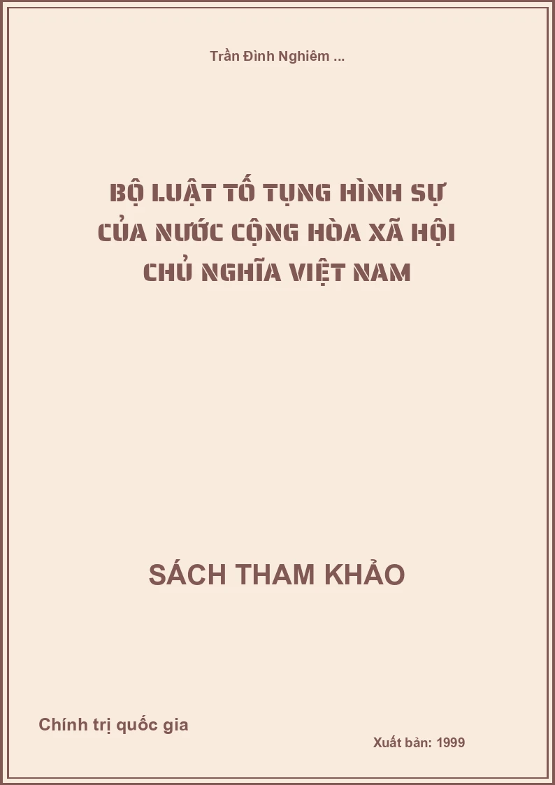 Bộ luật tố tụng hình sự của nước Cộng hòa Xã hội Chủ nghĩa Việt Nam