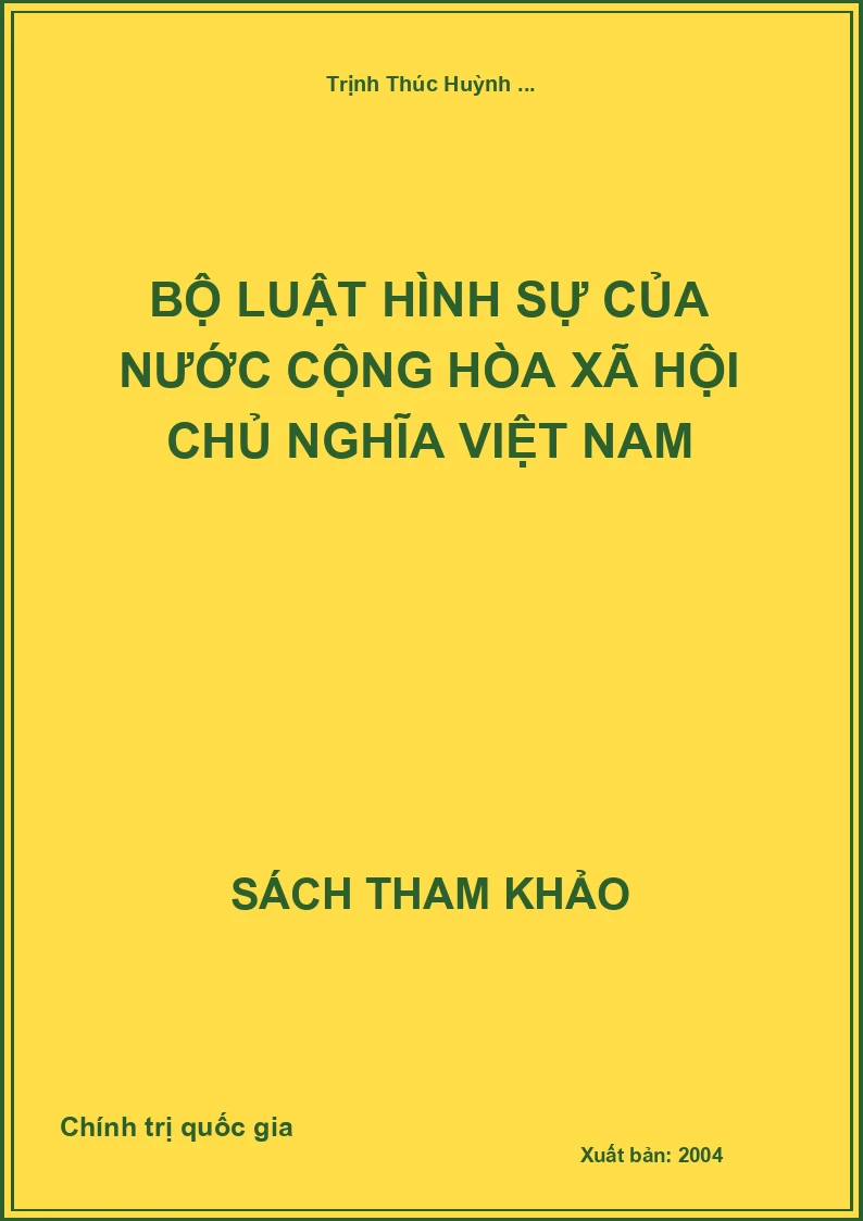Bộ luật hình sự của nước Cộng hòa Xã hội Chủ nghĩa Việt Nam