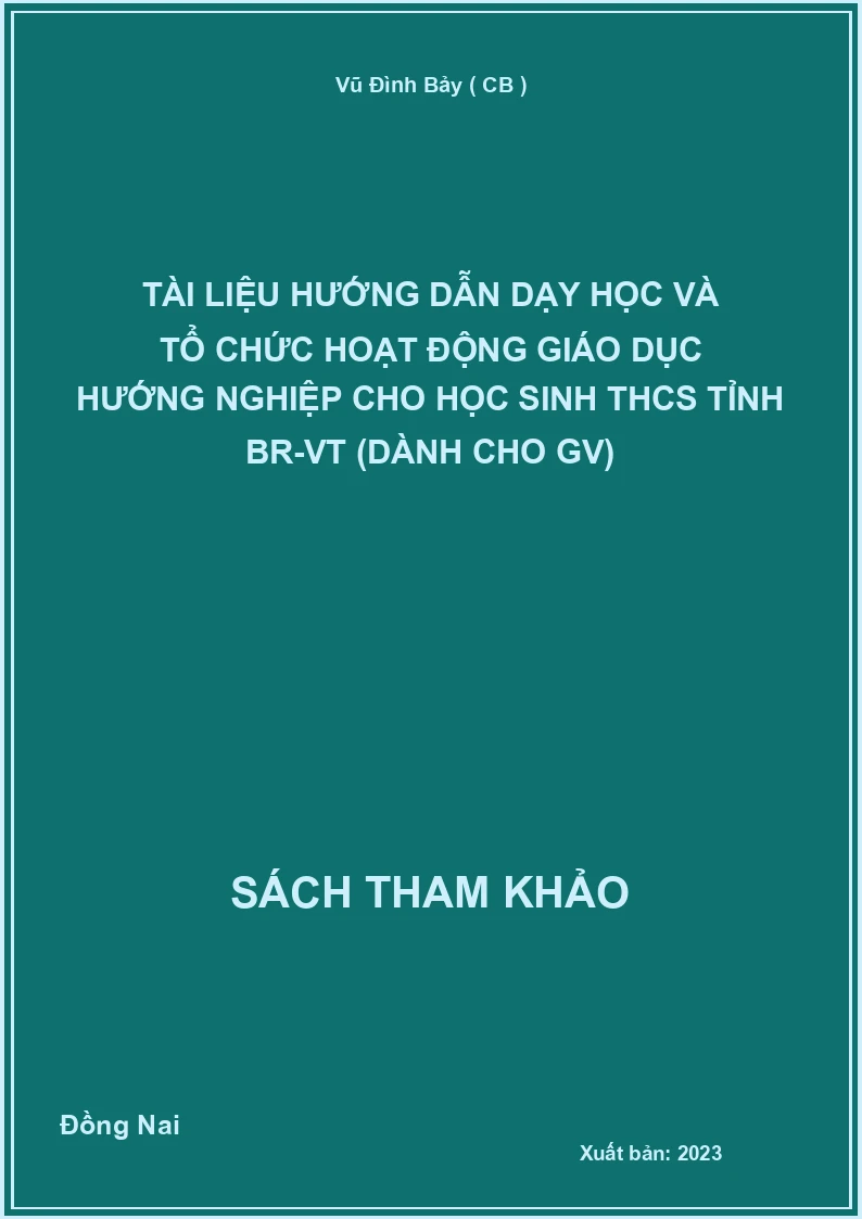 Tài liệu hướng dẫn dạy học và tổ chức hoạt động giáo dục hướng nghiệp cho học sinh THCS Tỉnh BR-VT (dành cho GV)