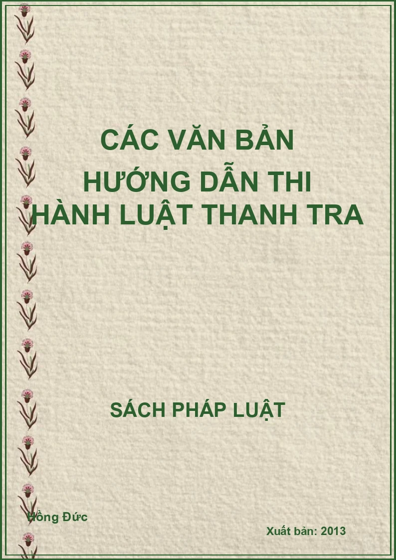 Các văn bản hướng dẫn thi hành luật thanh tra