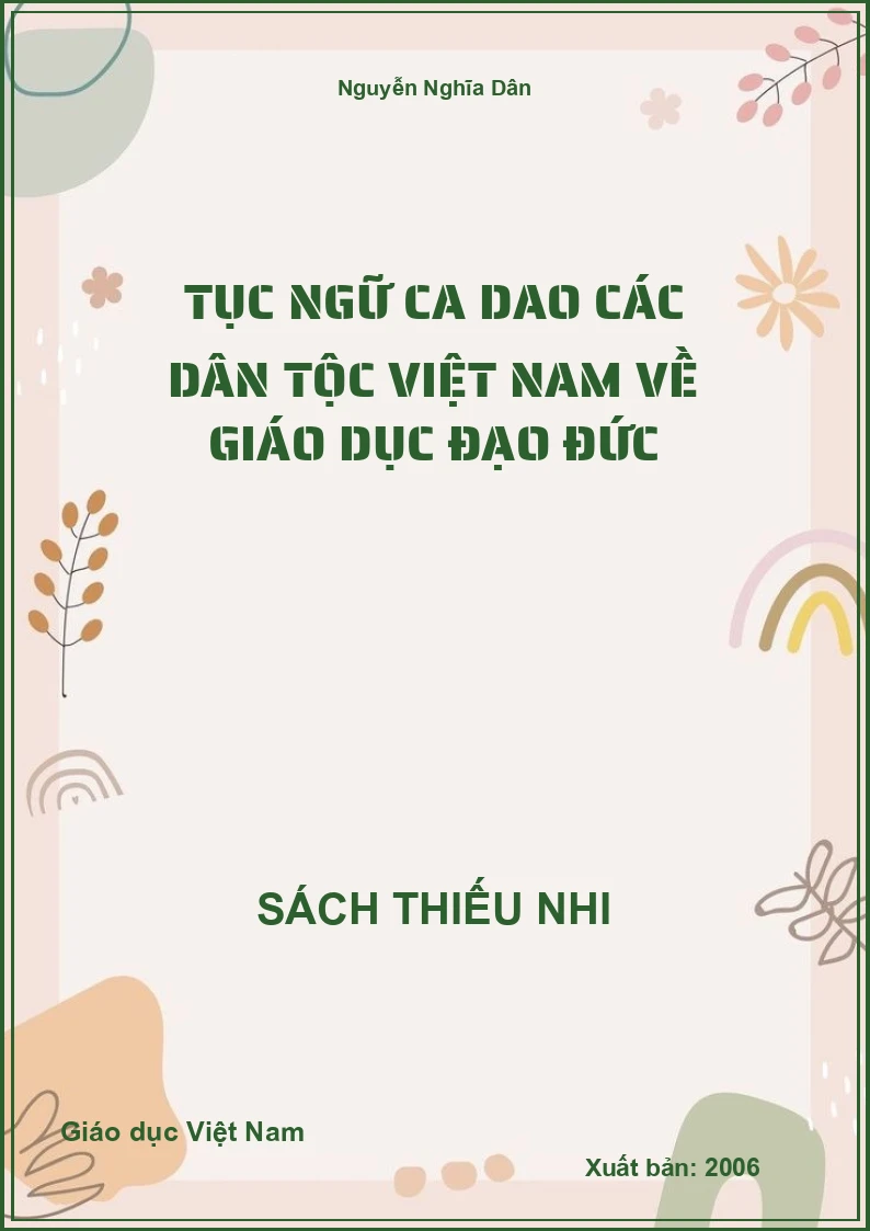Tục ngữ ca dao các dân tộc Việt Nam về giáo dục đạo đức