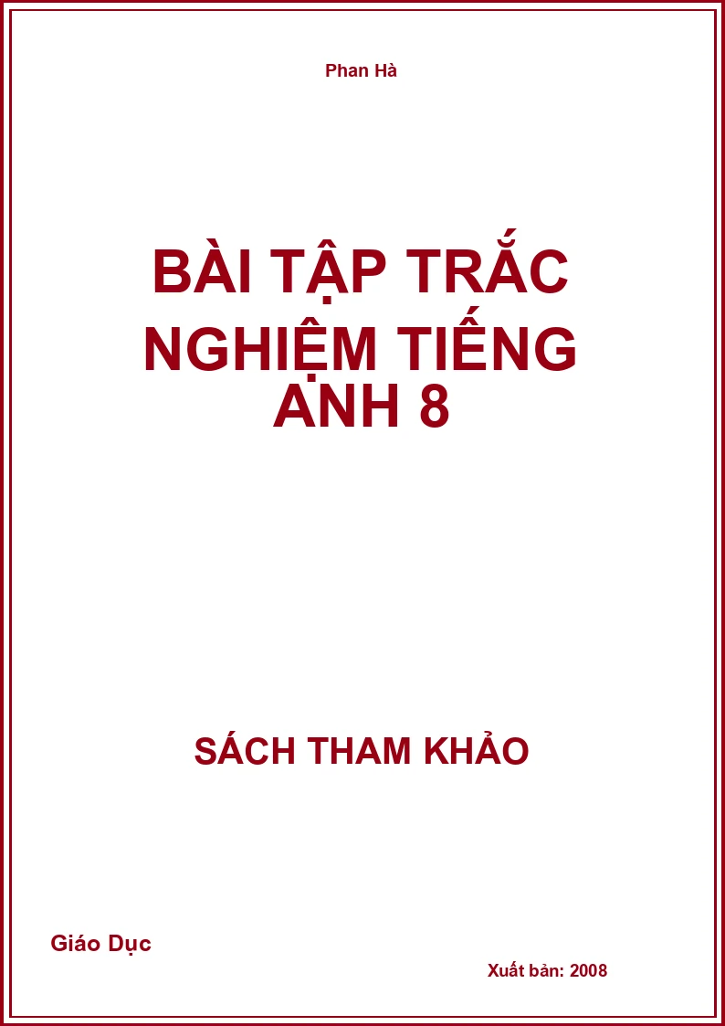 Bài tập trắc nghiệm Tiếng Anh 8
