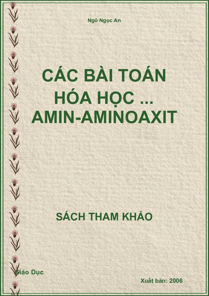 Các bài toán hóa học ... Amin-Aminoaxit