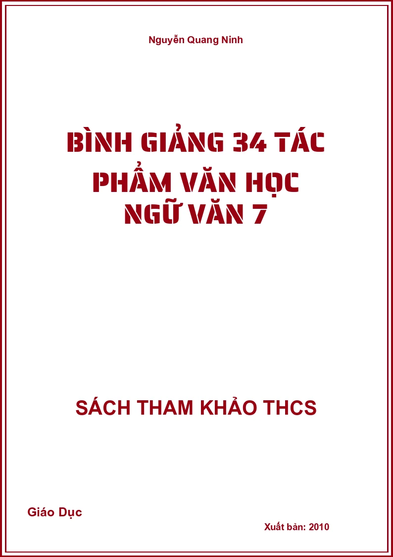 Bình giảng 34 tác phẩm văn học ngữ văn 7
