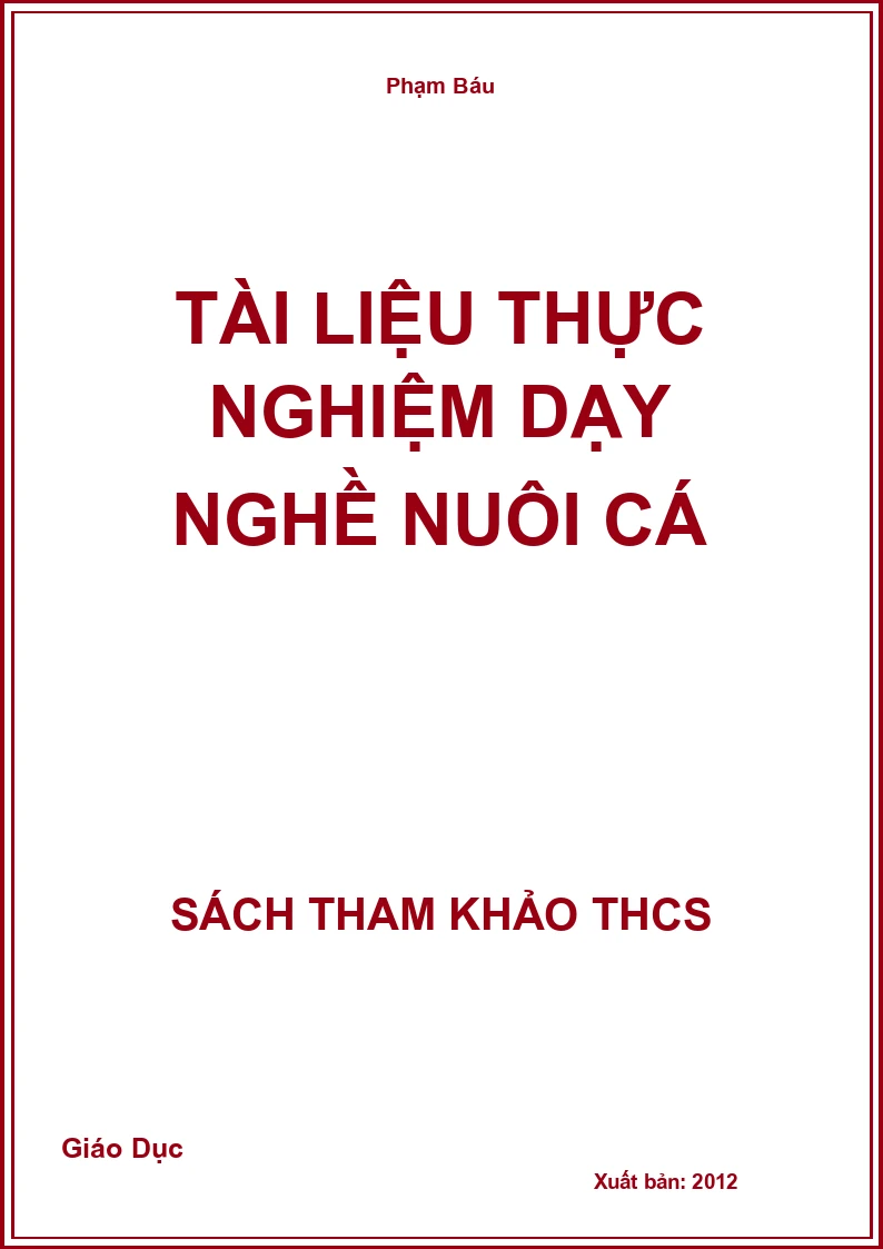 Tài liệu thực nghiệm dạy nghề nuôi cá