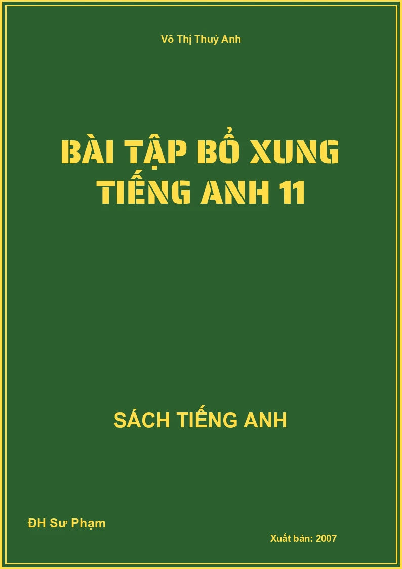 Bài Tập Bổ Xung Tiếng Anh 11