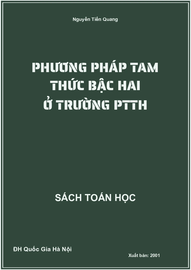 Phương pháp tam thức bậc hai ở trường PTTH