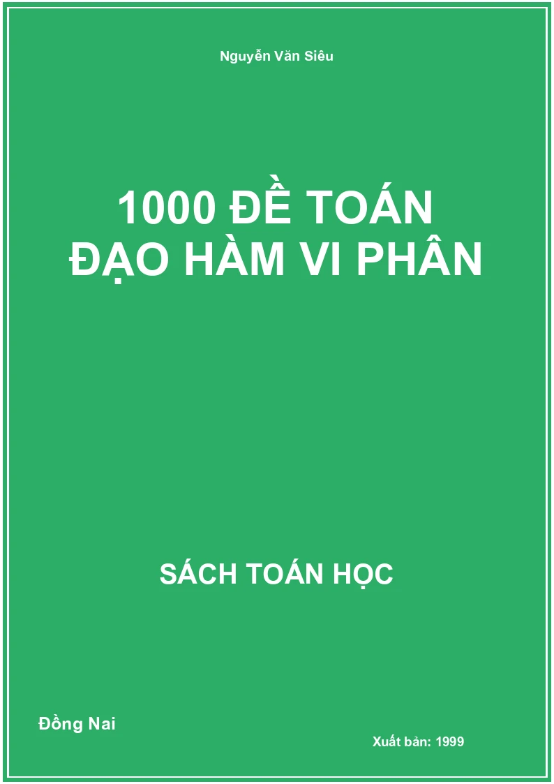 1000 đề toán đạo hàm vi phân