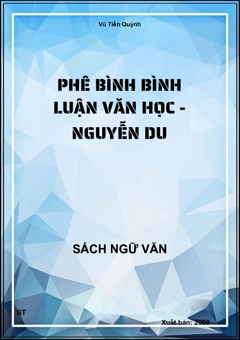 Phê bình bình luận văn học - Nguyễn Du