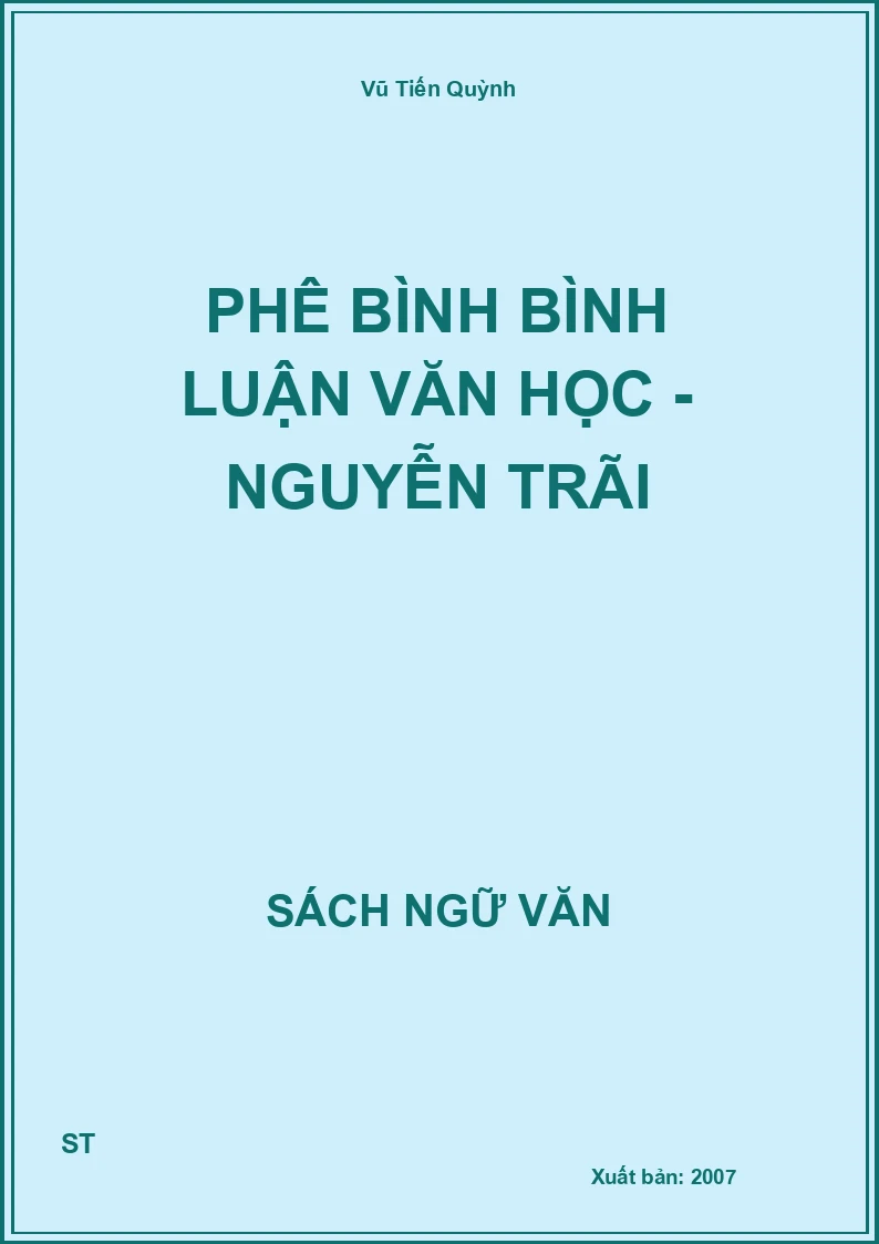 Phê bình bình luận văn học - Nguyễn Trãi