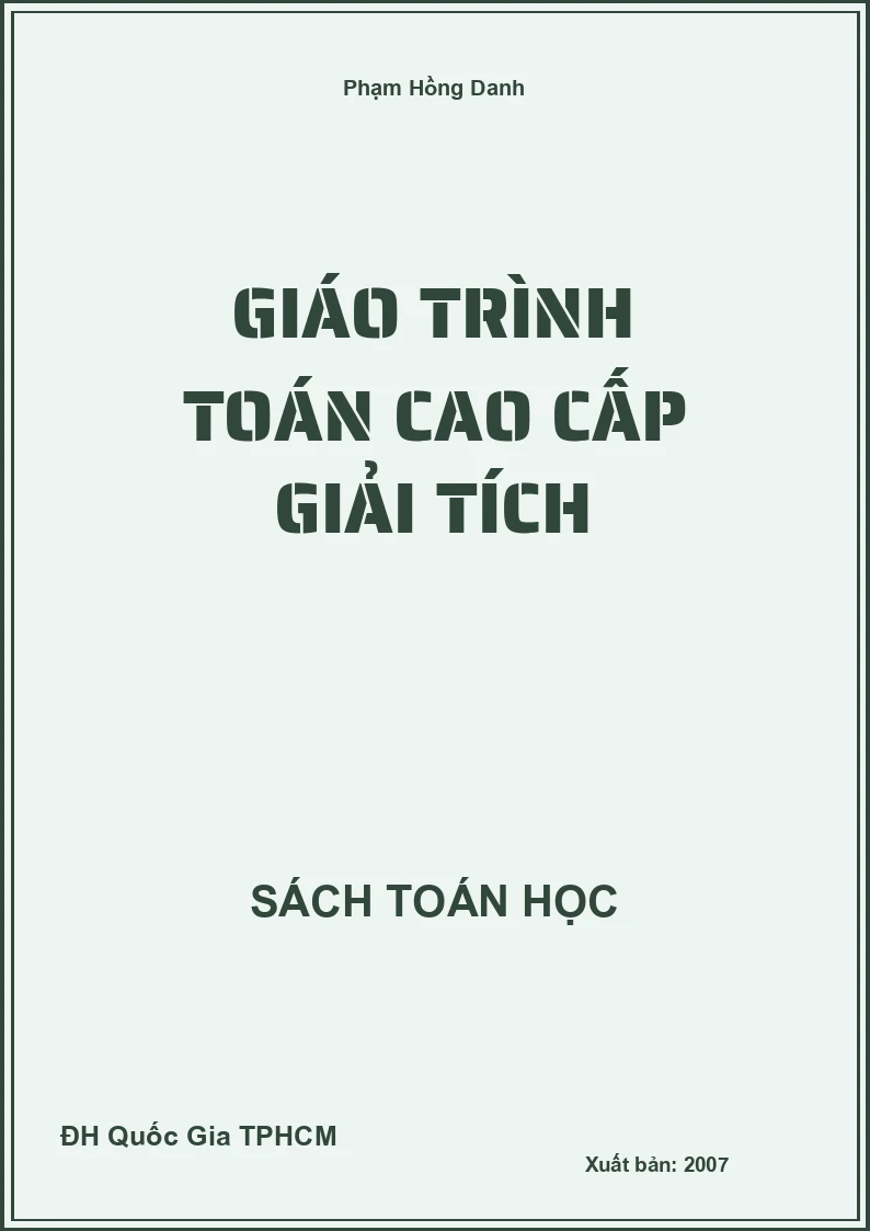 Giáo trình Toán cao cấp giải tích