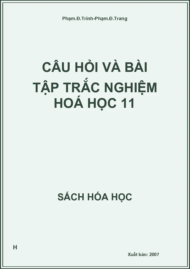 Câu hỏi và bài tập trắc nghiệm hoá học 11