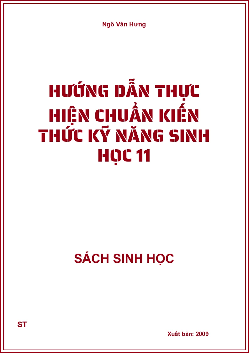 Hướng dẫn thực hiện chuẩn kiến thức kỹ năng sinh học 11
