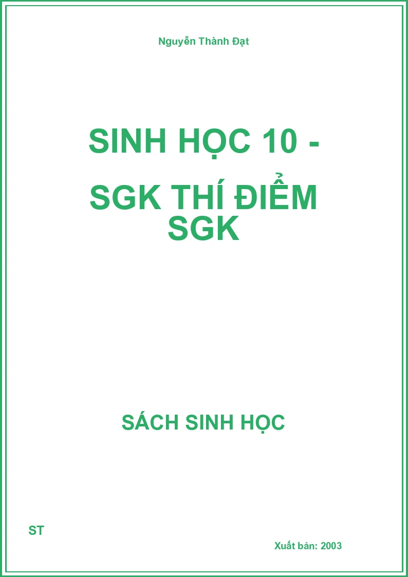 Sinh học 10 - SGK thí điểm SGK