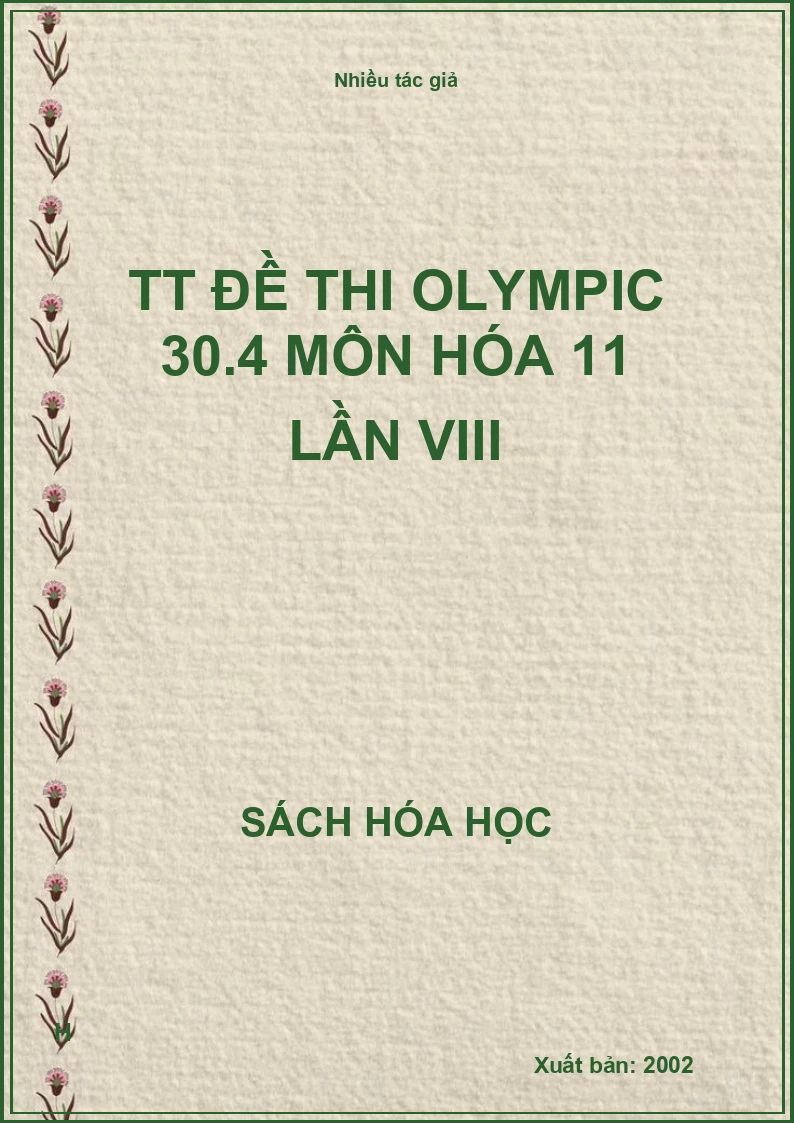 TT đề thi Olympic 30.4 môn hóa 11 lần VIII
