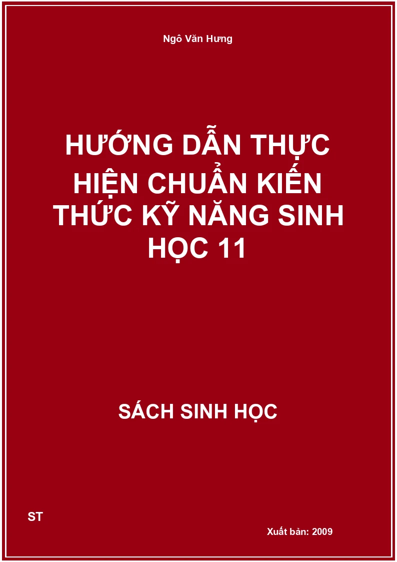 Hướng dẫn thực hiện chuẩn kiến thức kỹ năng sinh học 11
