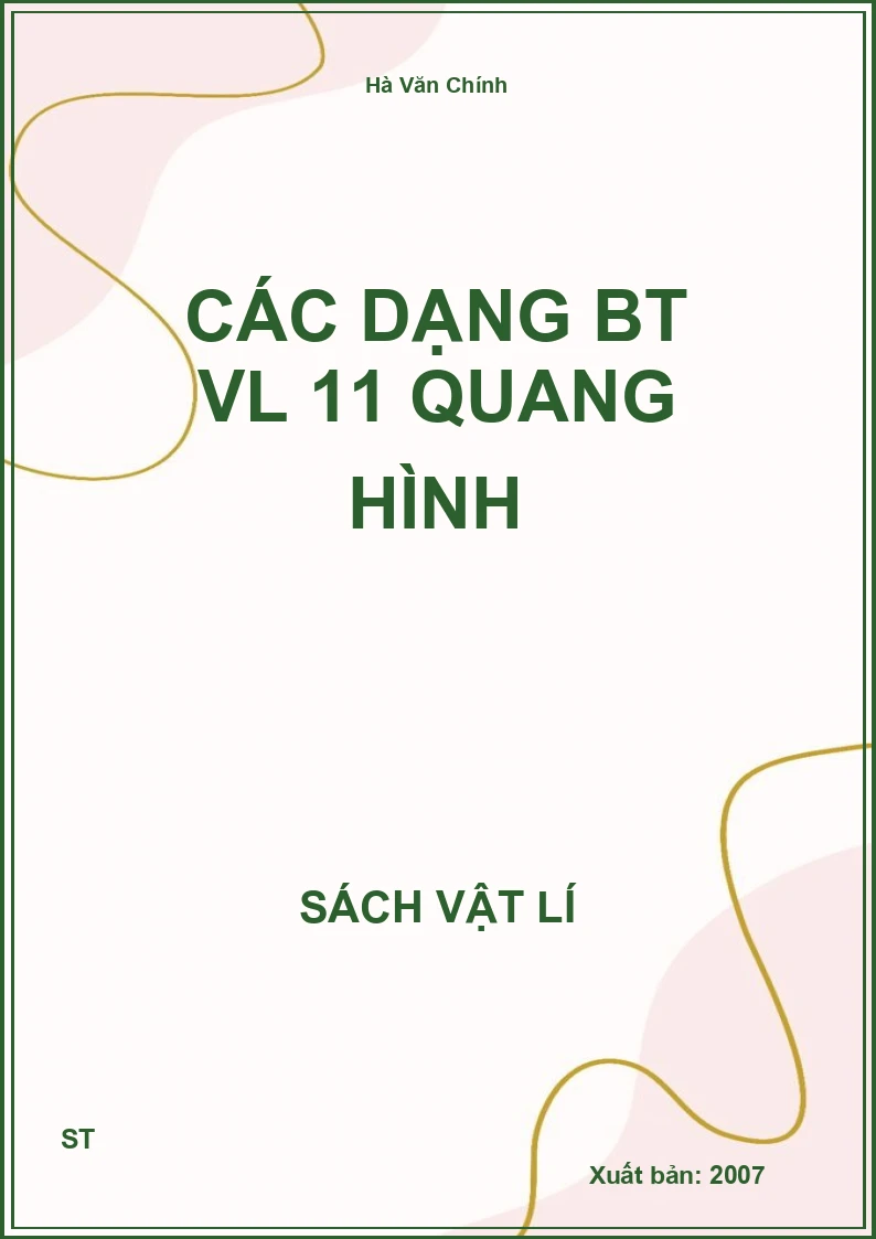 Các dạng BT VL 11 Quang hình
