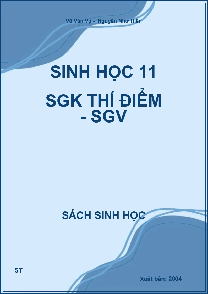 Sinh học 11 SGK thí điểm - SGV